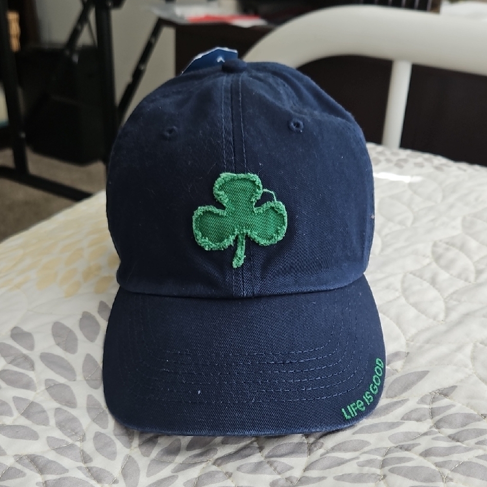 Life is Good Navy Blue Cap with Green Shamrock
